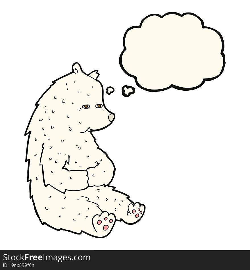 Cute Cartoon Polar Bear With Thought Bubble