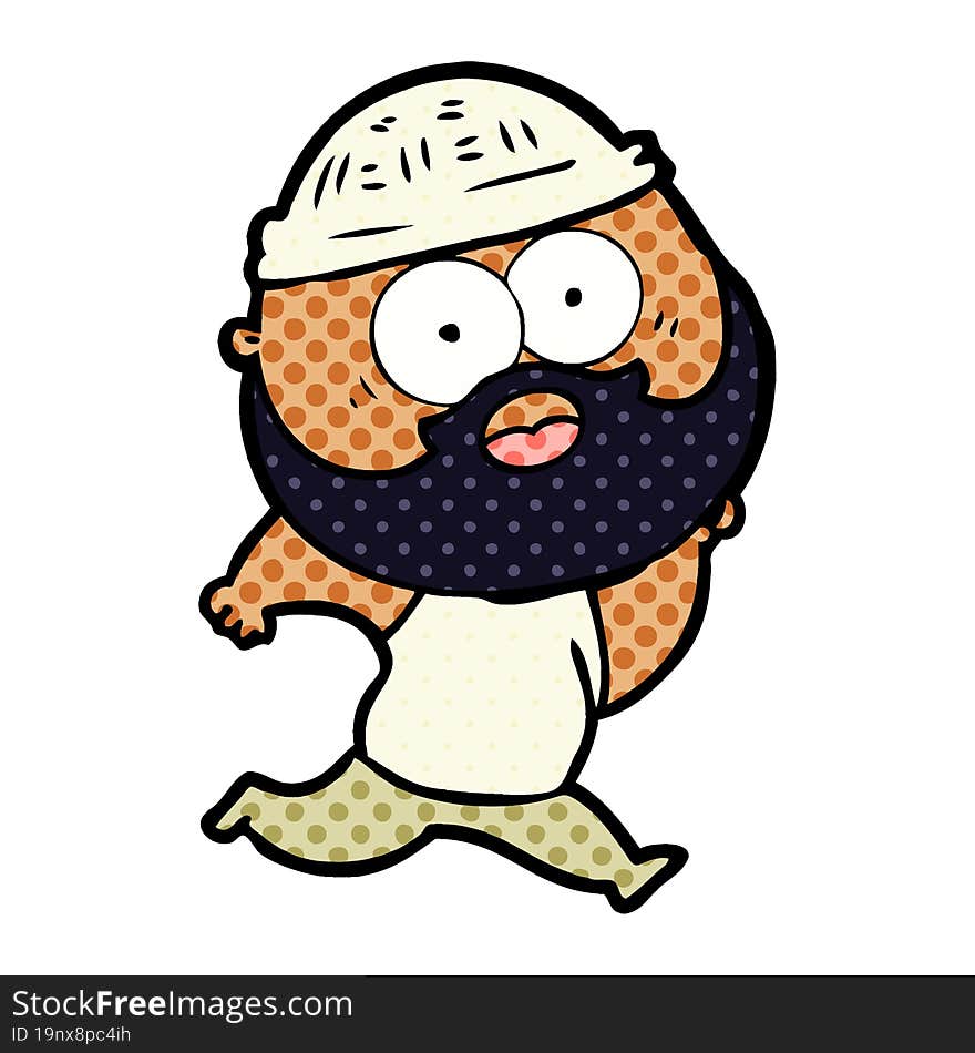 cartoon bearded man running. cartoon bearded man running