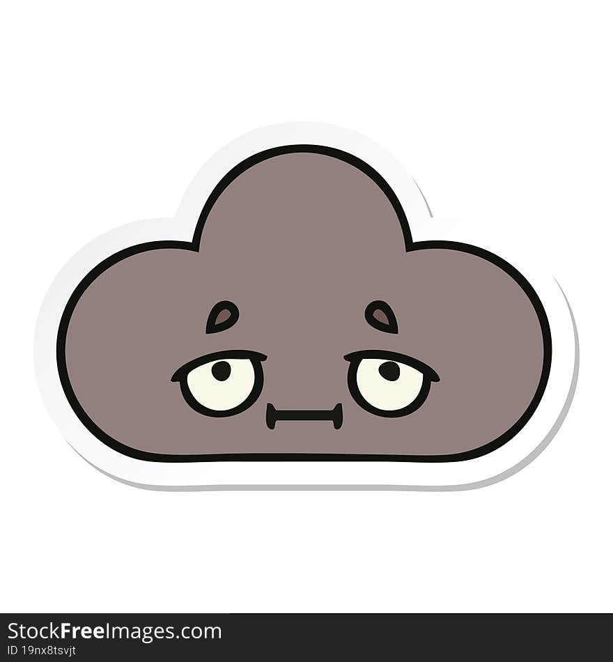 Sticker Of A Cute Cartoon Storm Cloud