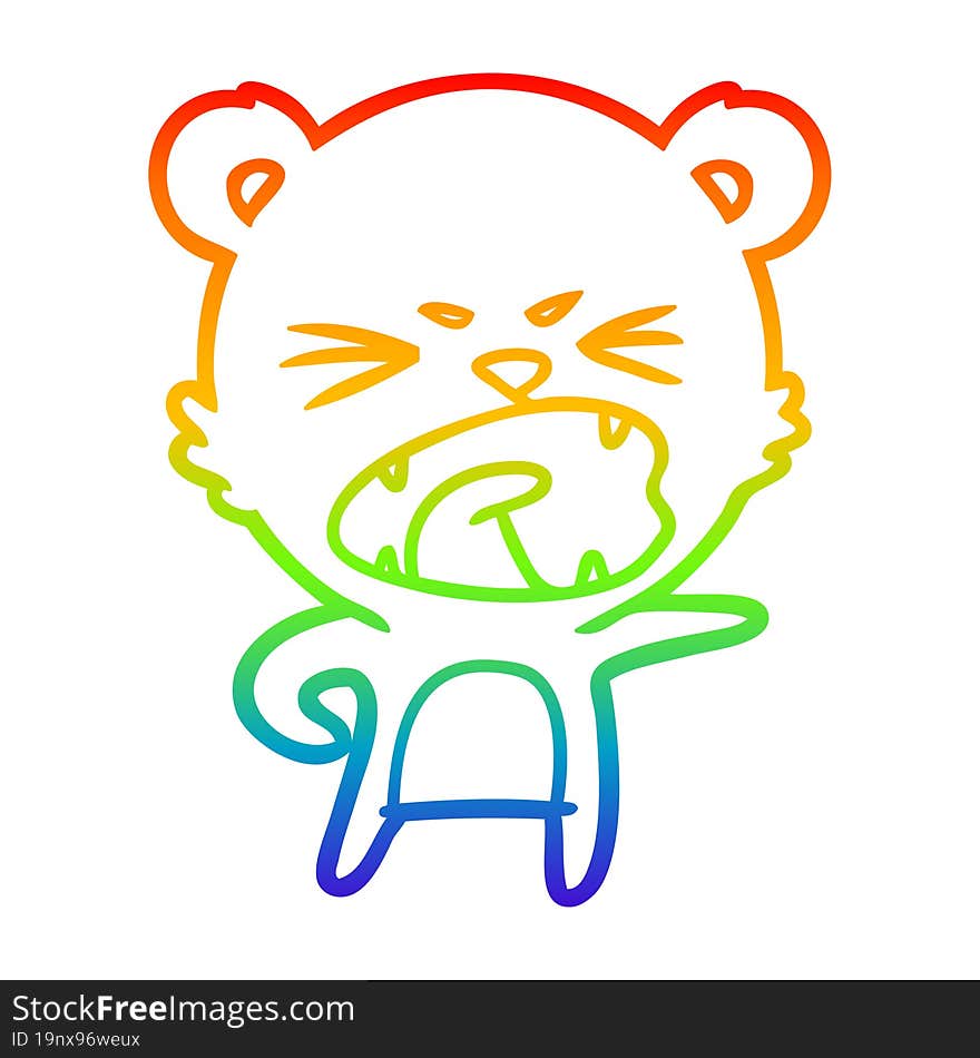 rainbow gradient line drawing angry cartoon bear