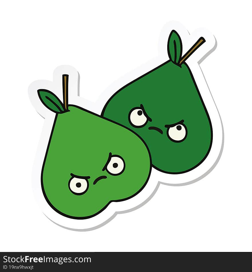 Sticker Of A Cute Cartoon Pears