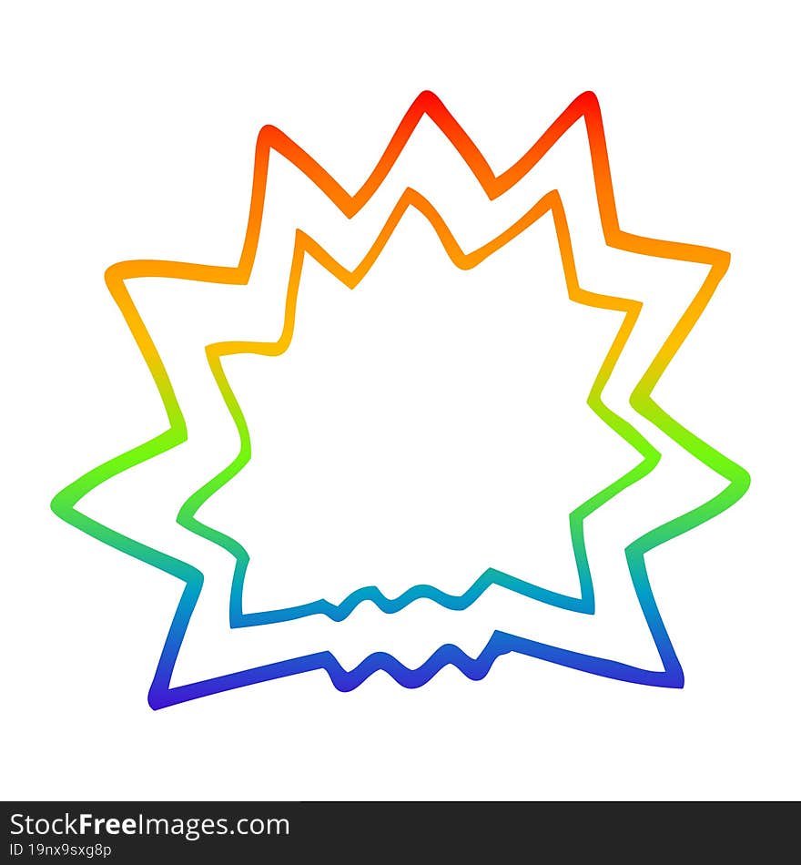 rainbow gradient line drawing cartoon of explosion