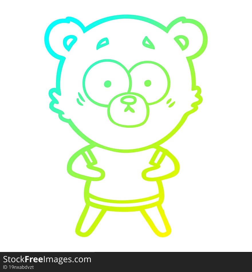 cold gradient line drawing surprised polar bear cartoon