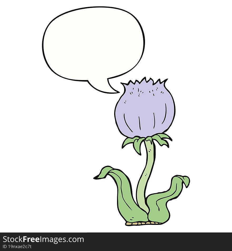 cartoon wild flower and speech bubble