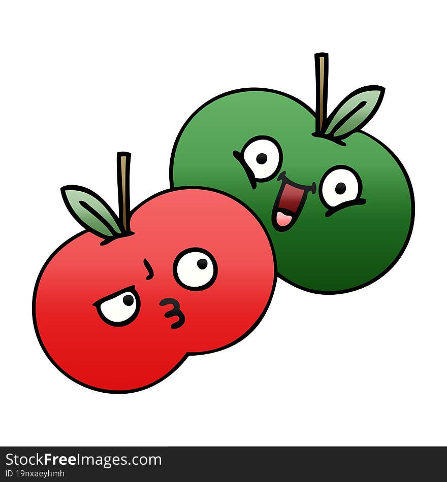 gradient shaded cartoon apples