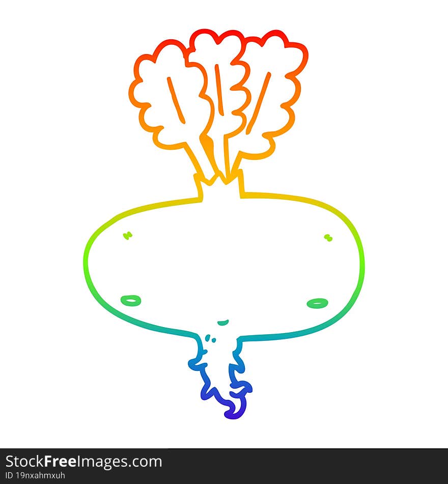 rainbow gradient line drawing of a cartoon beetroot