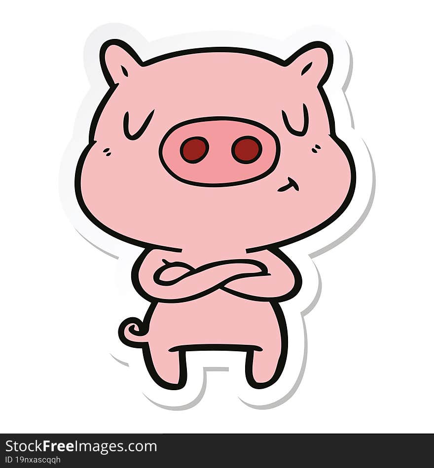 sticker of a cartoon content pig