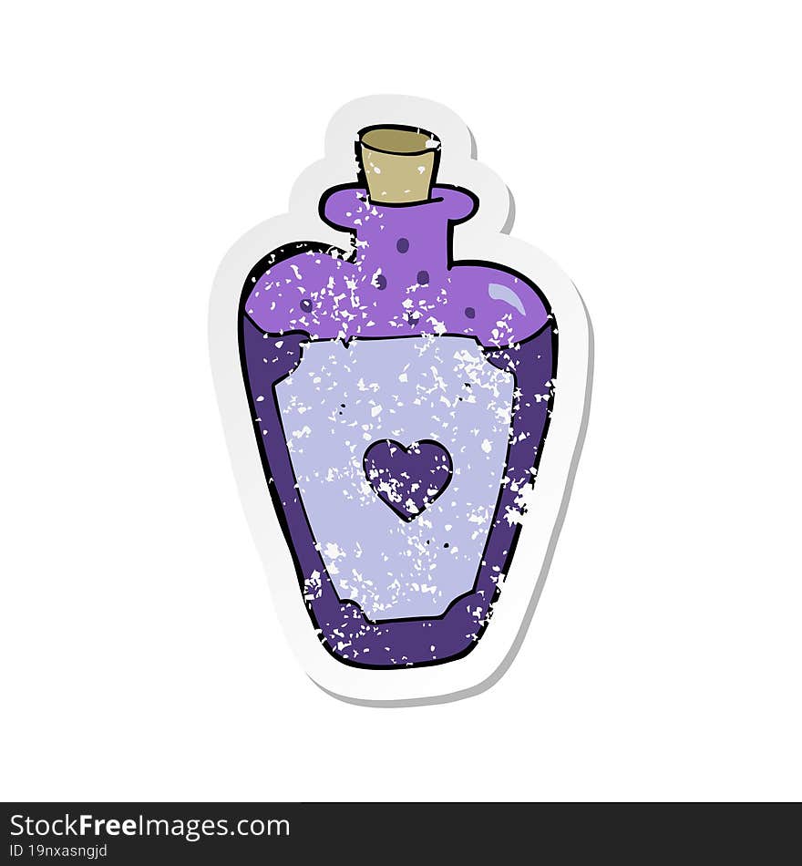 retro distressed sticker of a cartoon love potion