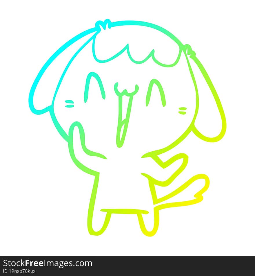 Cold Gradient Line Drawing Cute Cartoon Dog