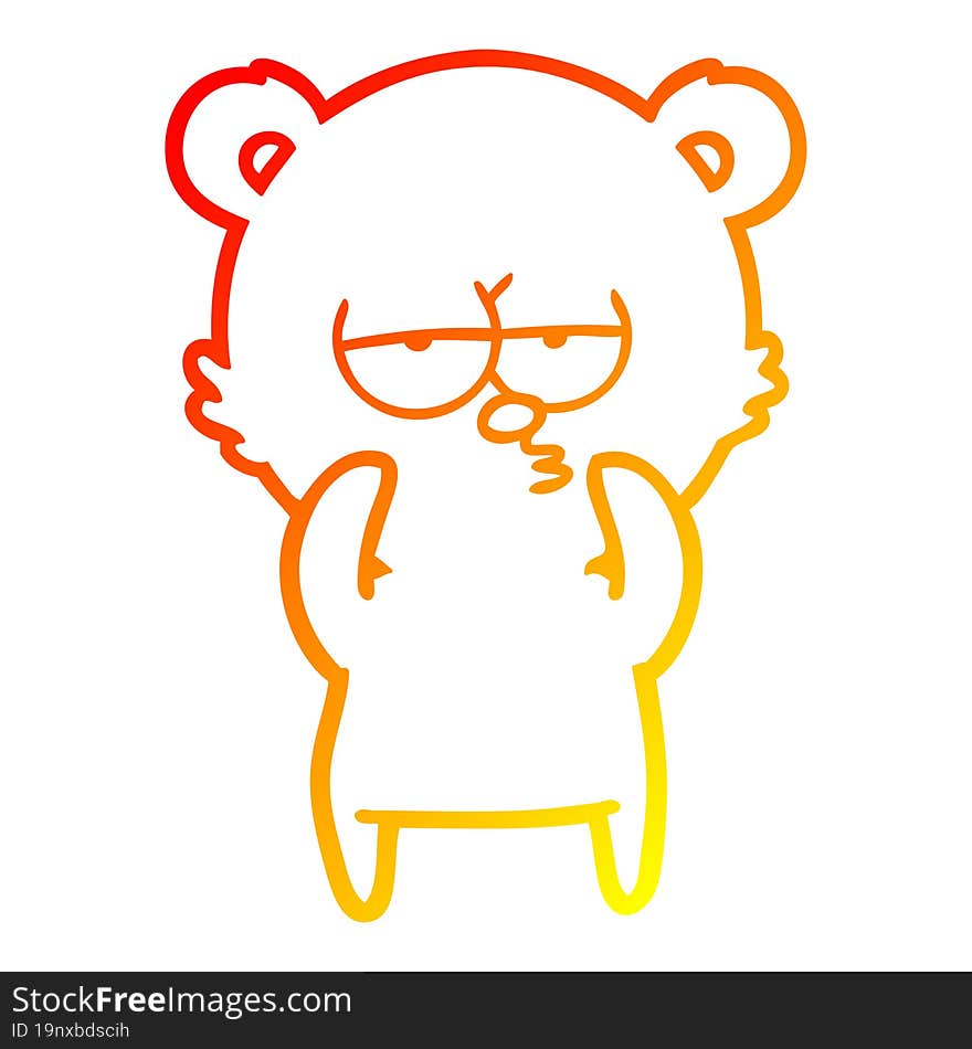 warm gradient line drawing bored bear cartoon