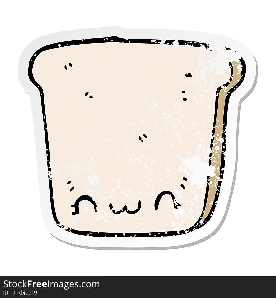 distressed sticker of a cartoon slice of bread