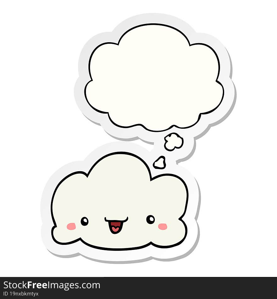 cartoon cloud and thought bubble as a printed sticker