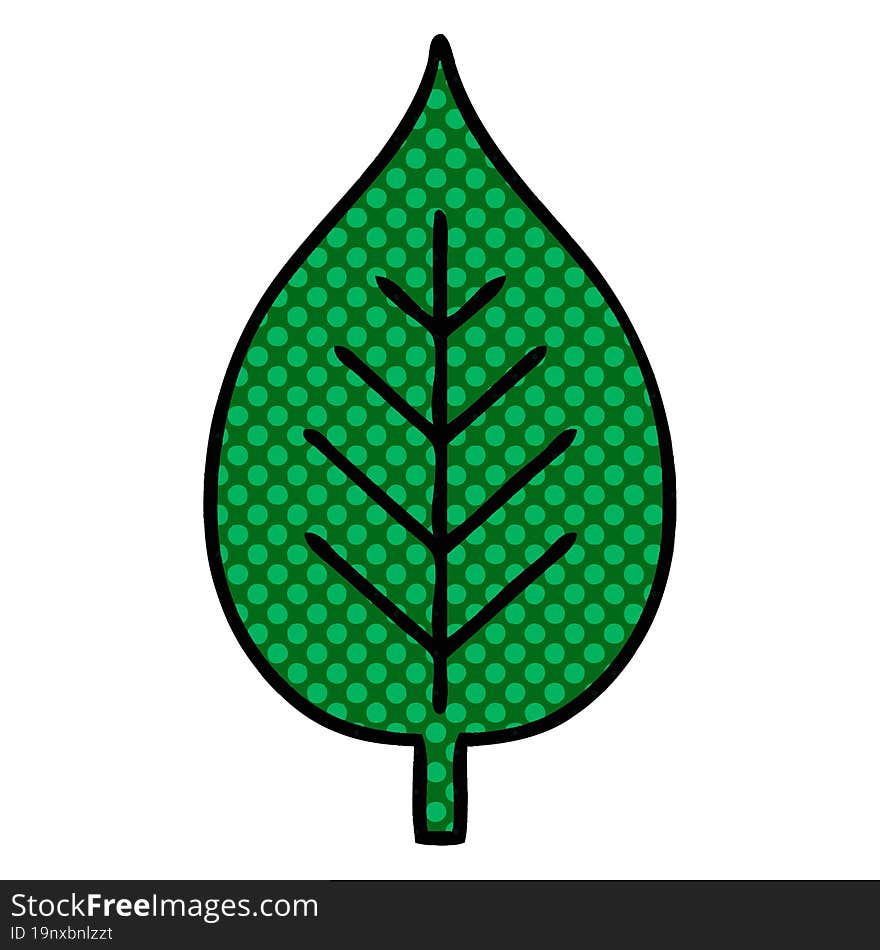 comic book style cartoon green leaf