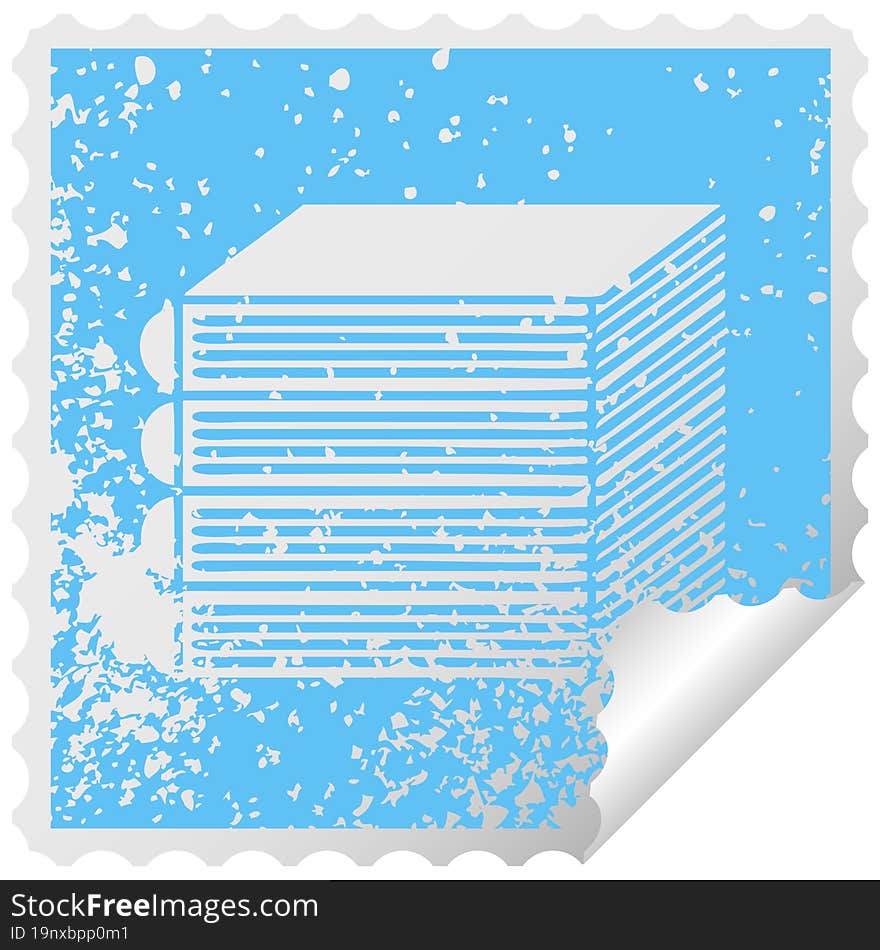 distressed square peeling sticker symbol stack of books