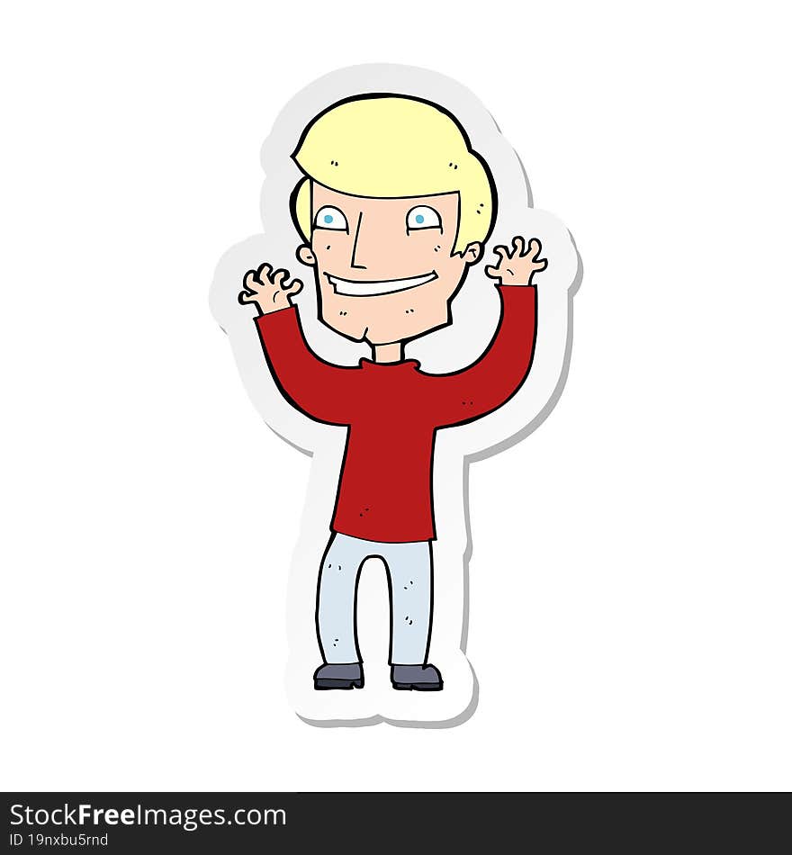 sticker of a cartoon excited man