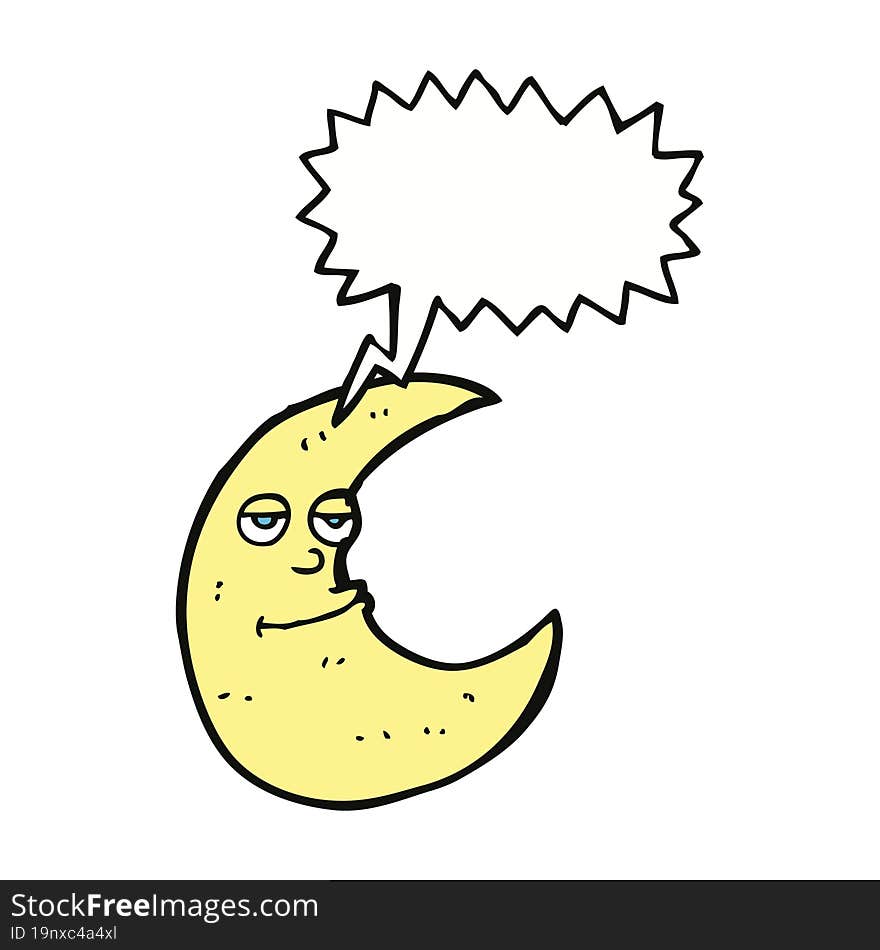 happy cartoon moon with speech bubble