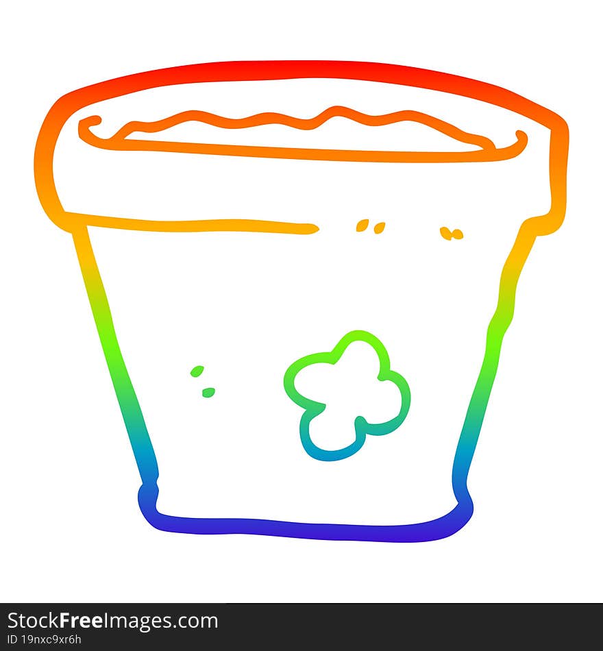 rainbow gradient line drawing cartoon plant pot