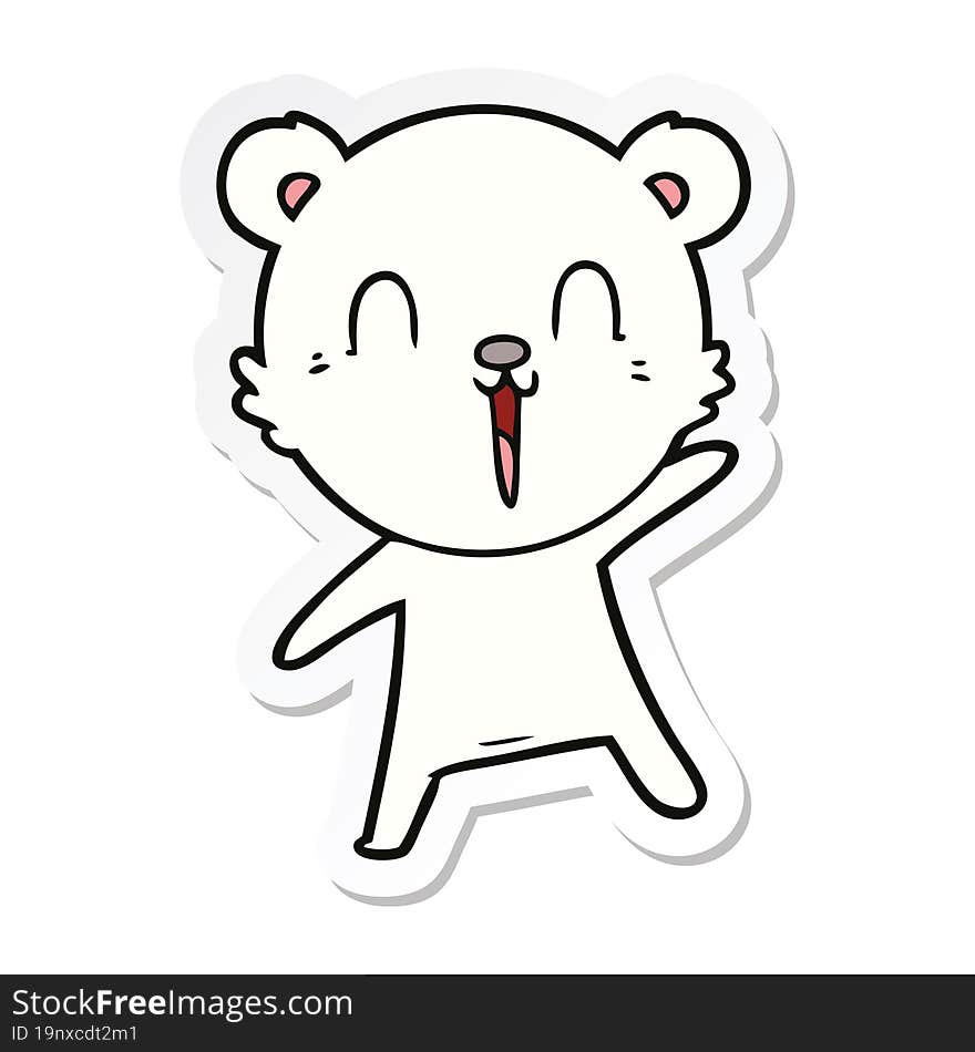 sticker of a happy cartoon polar bear