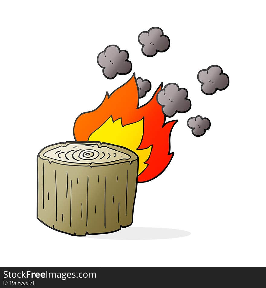 cartoon burning log