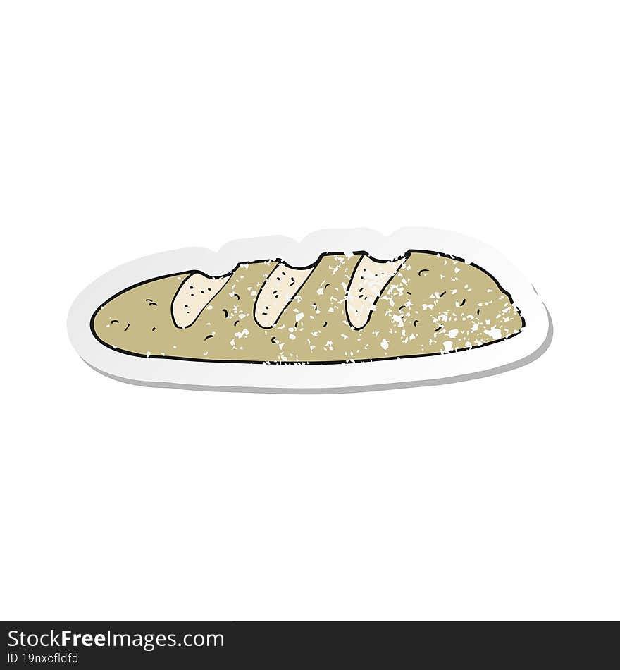 Retro Distressed Sticker Of A Cartoon Loaf Of Bread