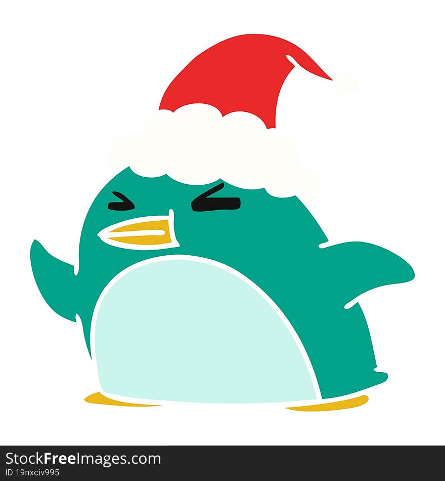 hand drawn christmas cartoon of kawaii penguin