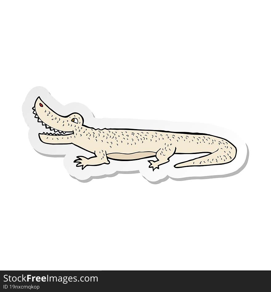 sticker of a cartoon happy crocodile