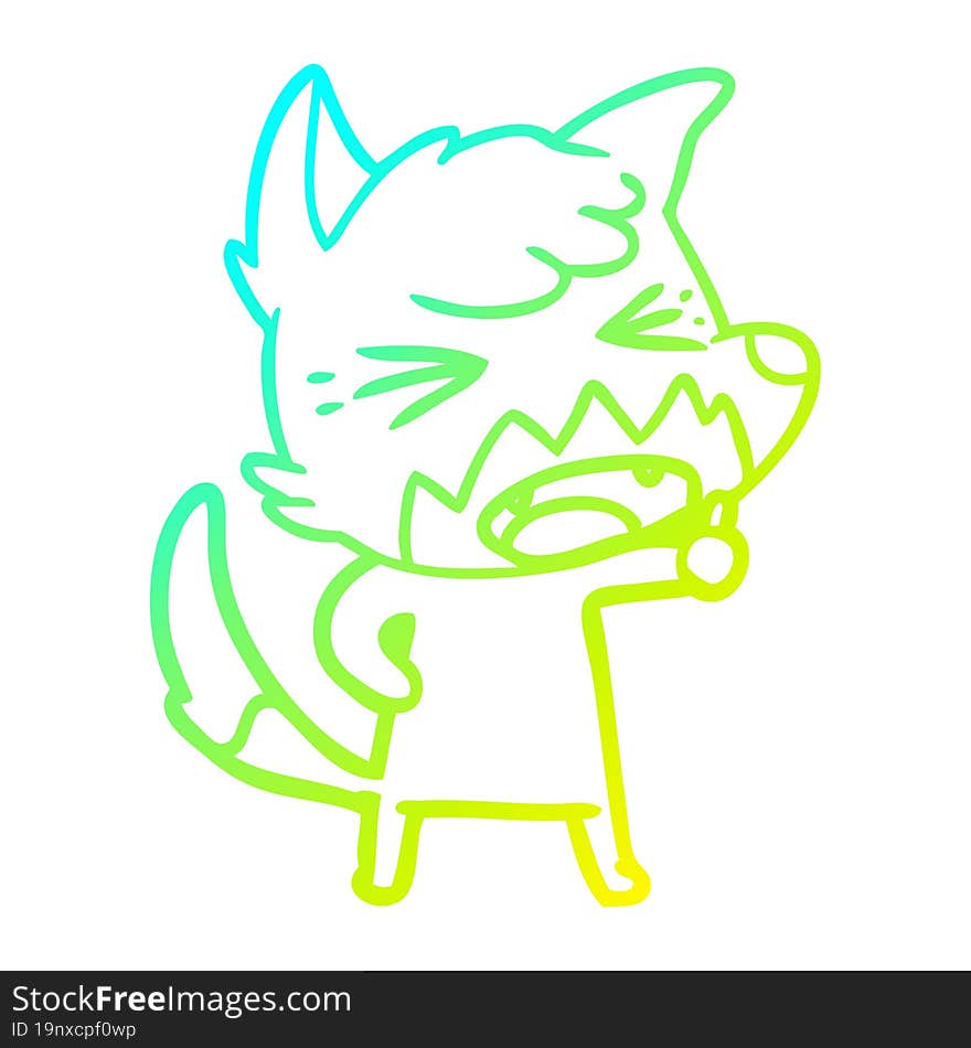 cold gradient line drawing angry cartoon fox