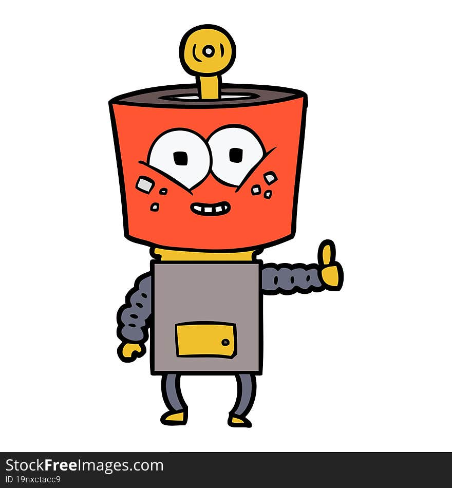 happy cartoon robot giving thumbs up. happy cartoon robot giving thumbs up