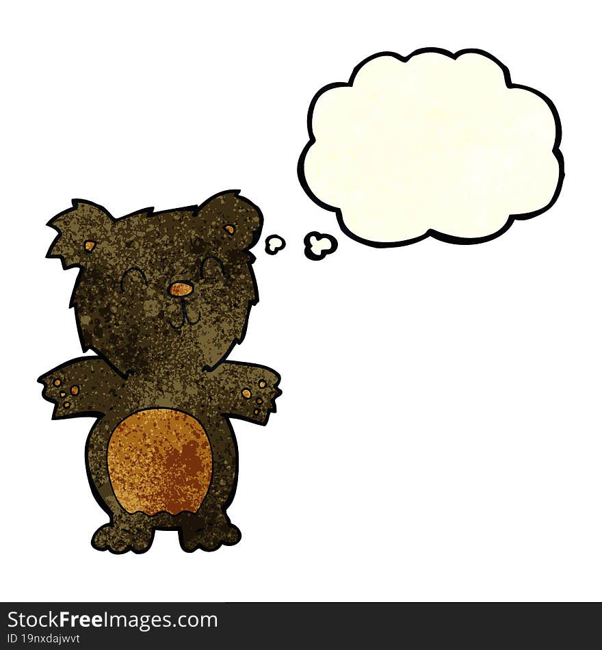 cartoon cute black bear cub with thought bubble