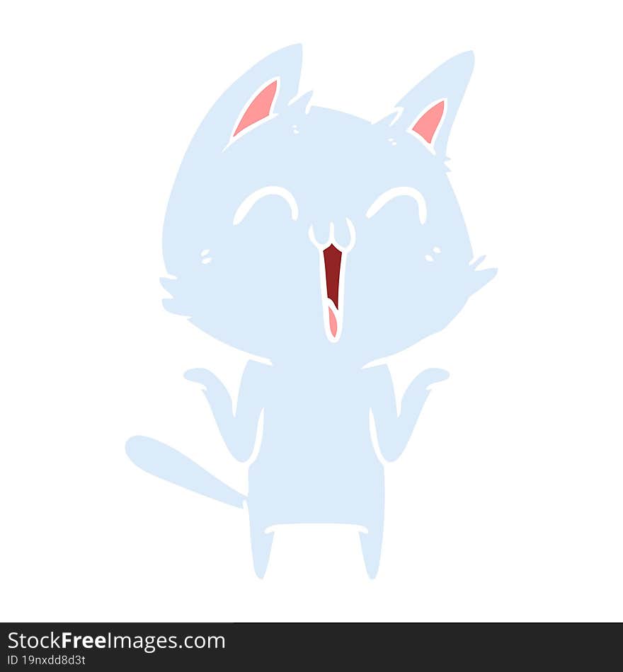 Happy Flat Color Style Cartoon Cat