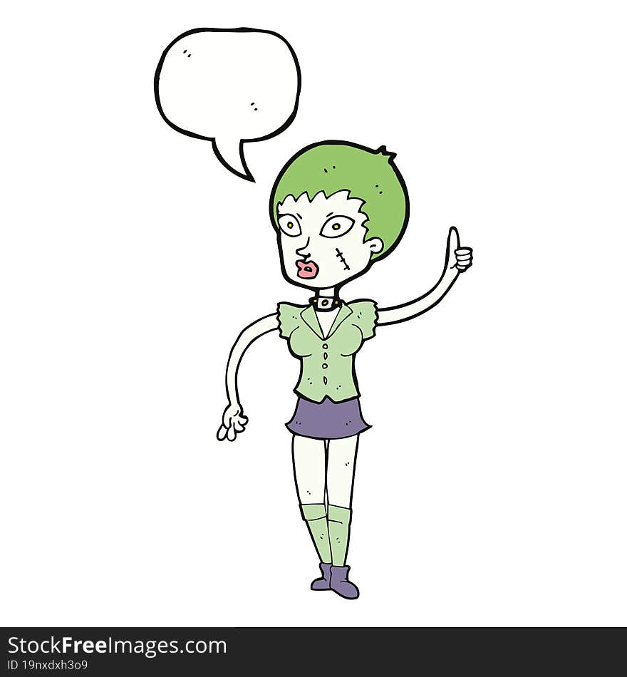 cartoon halloween girl with speech bubble