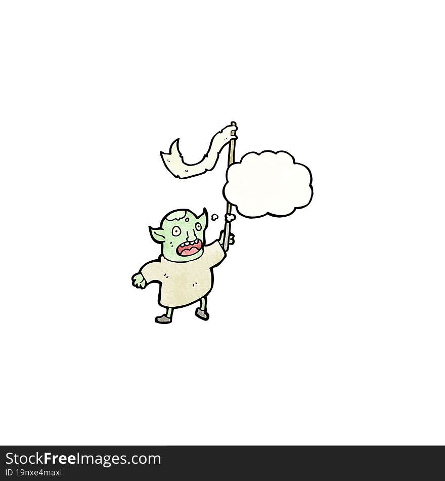 cartoon goblin waving flag