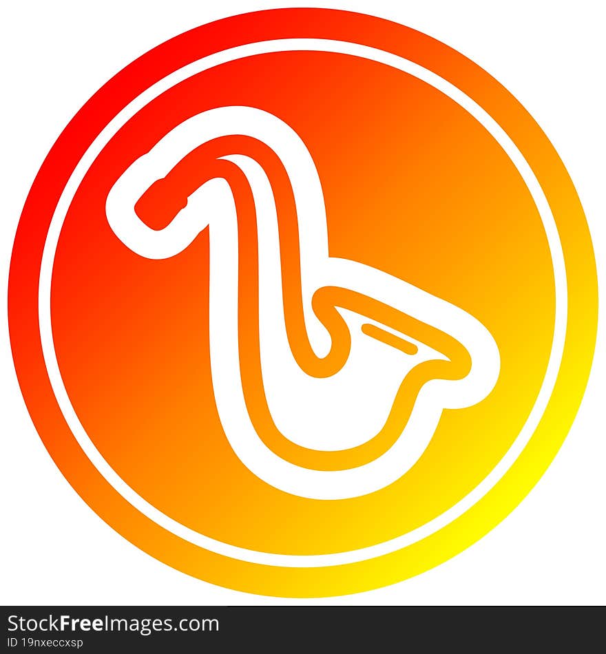musical instrument saxophone circular icon with warm gradient finish. musical instrument saxophone circular icon with warm gradient finish
