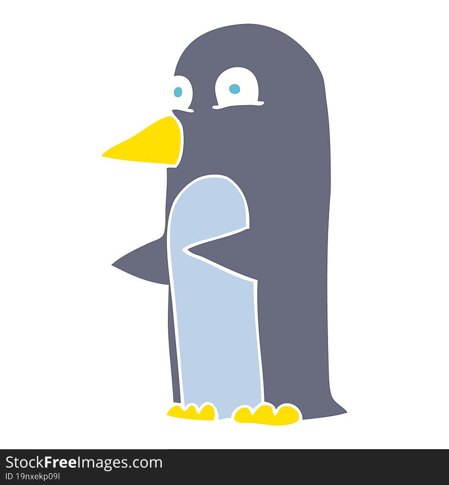 flat color illustration of a cartoon penguin