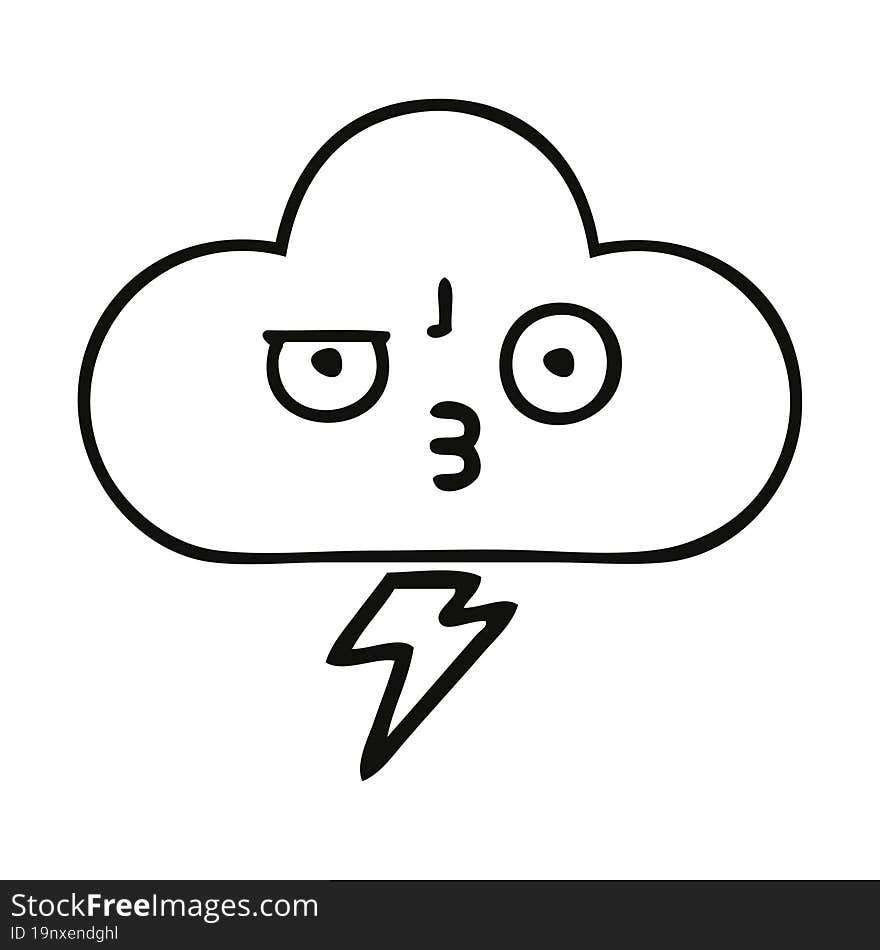 line drawing cartoon thunder cloud