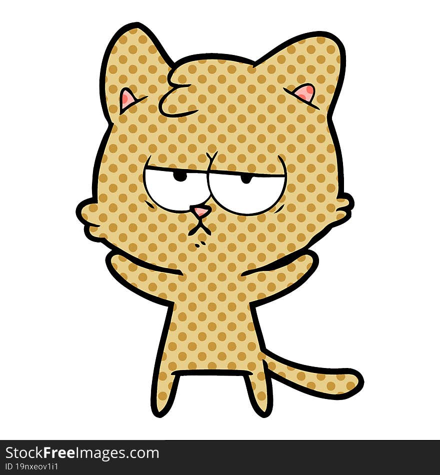 bored cartoon cat. bored cartoon cat