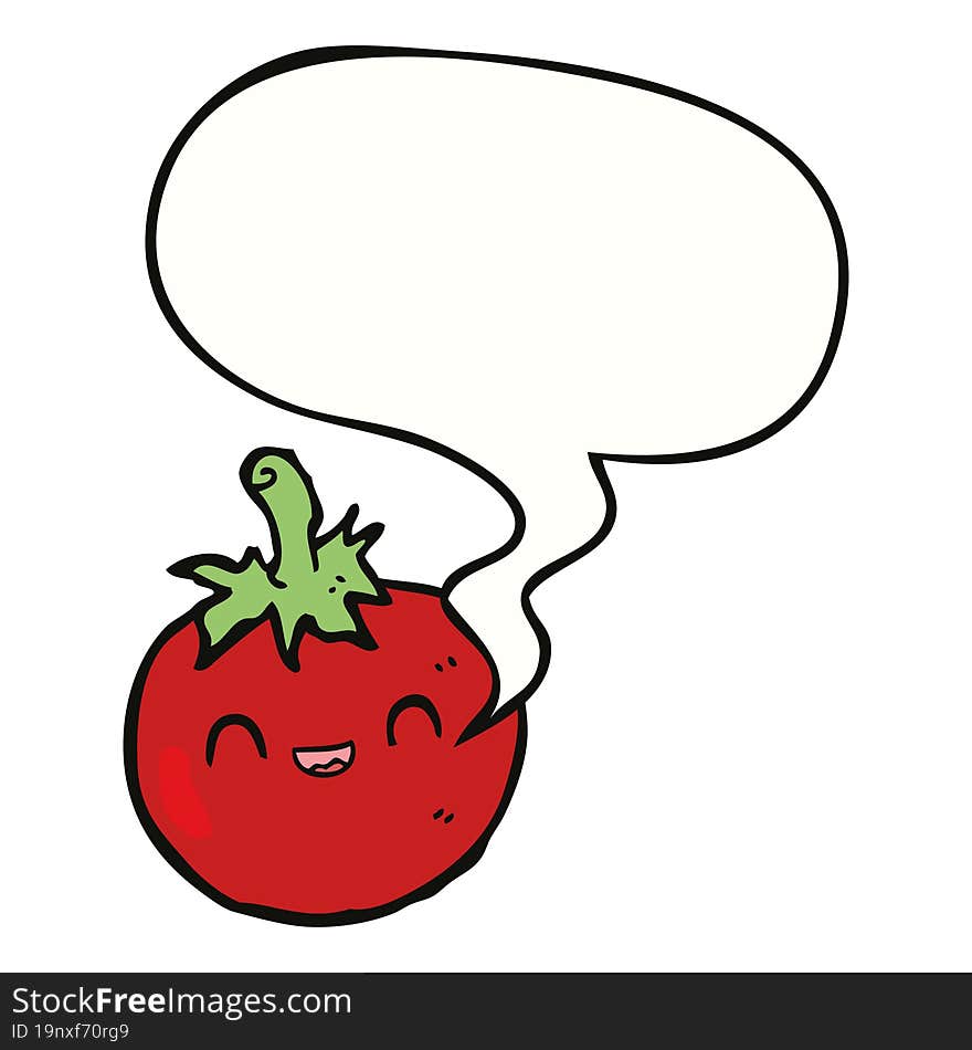 Cute Cartoon Tomato And Speech Bubble