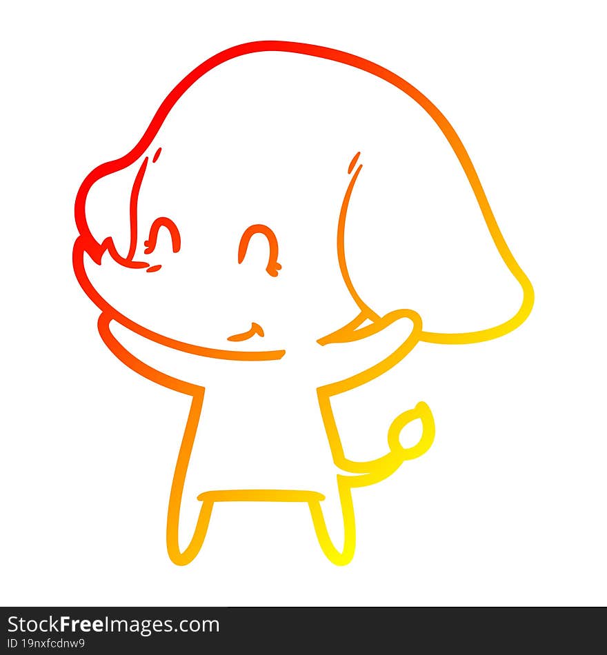 warm gradient line drawing cute cartoon elephant