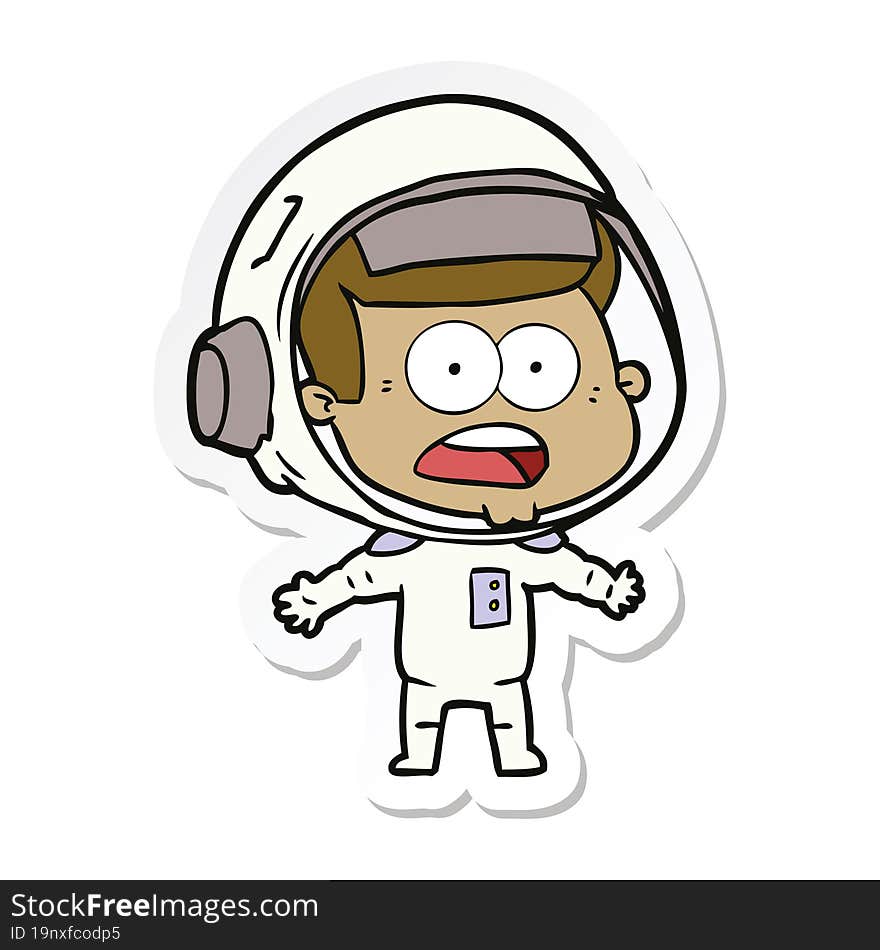 sticker of a cartoon surprised astronaut