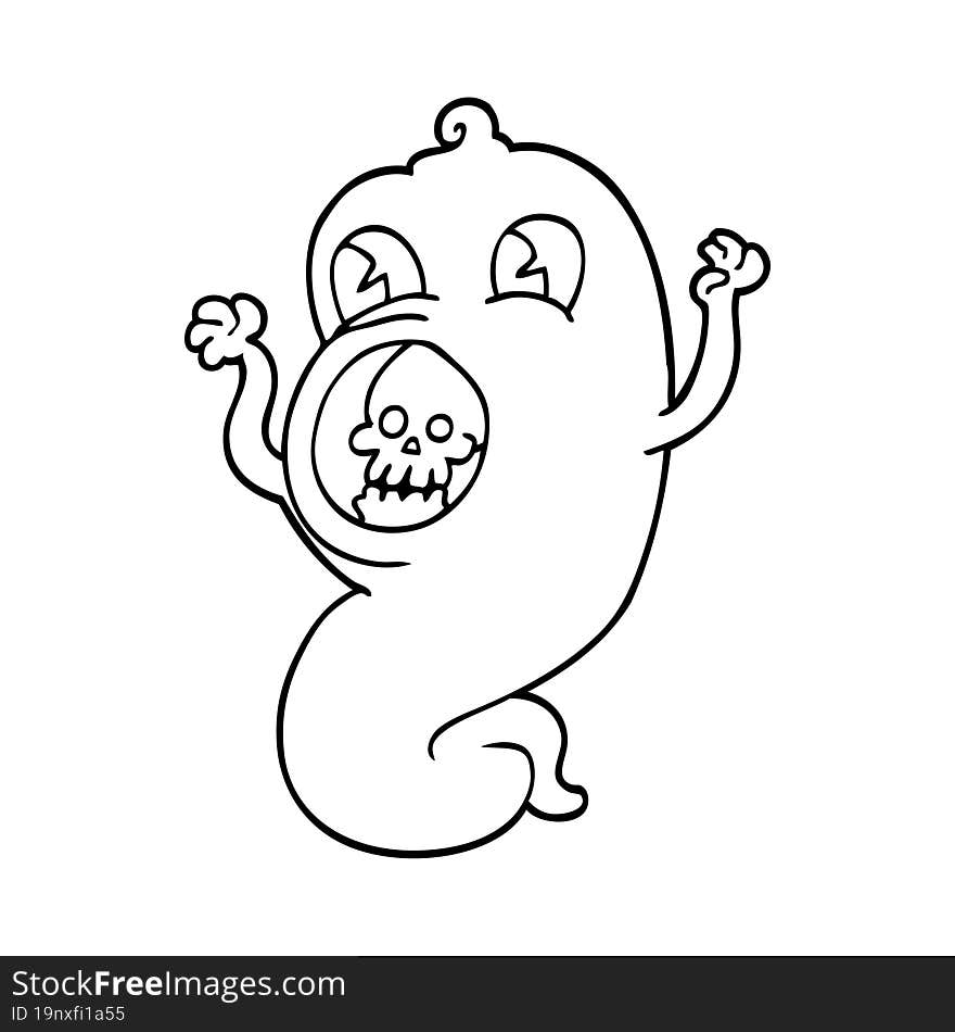 spooky line drawing cartoon ghost