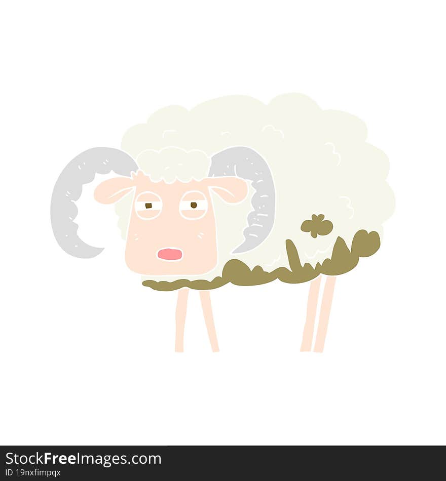 flat color illustration of ram covered in mud. flat color illustration of ram covered in mud