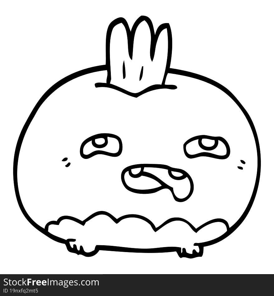 Line Drawing Cartoon Happy Root Vegetable