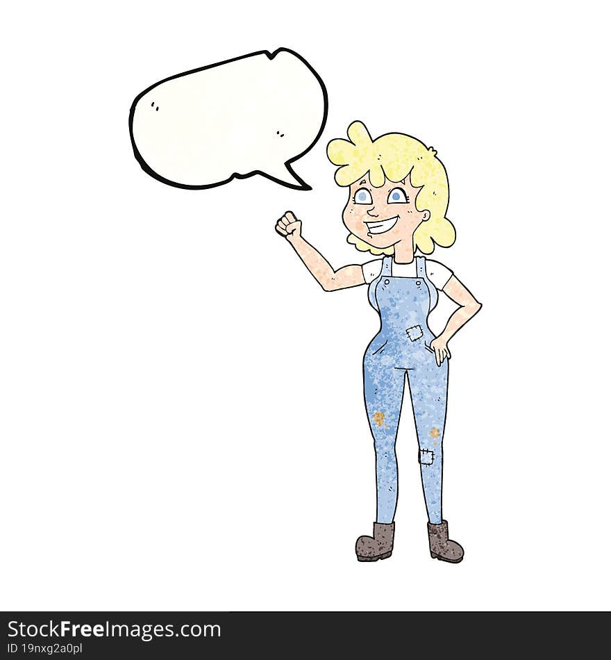 speech bubble textured cartoon determined woman clenching fist