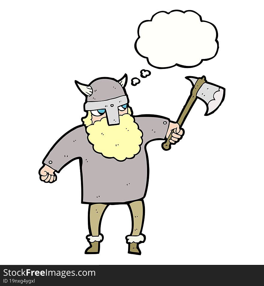 freehand drawn thought bubble cartoon viking warrior