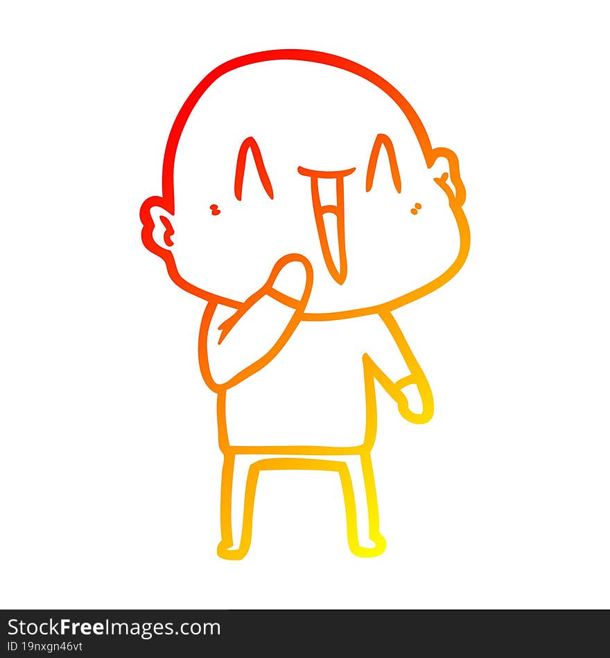 warm gradient line drawing happy cartoon bald man