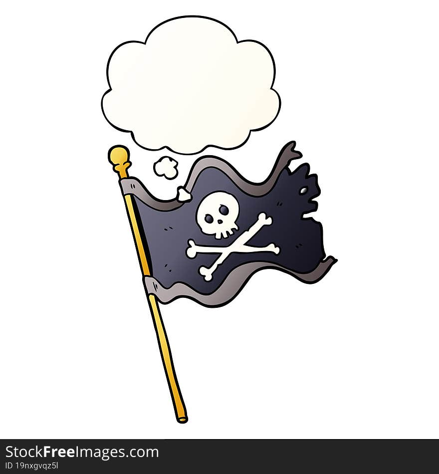 Cartoon Pirate Flag And Thought Bubble In Smooth Gradient Style