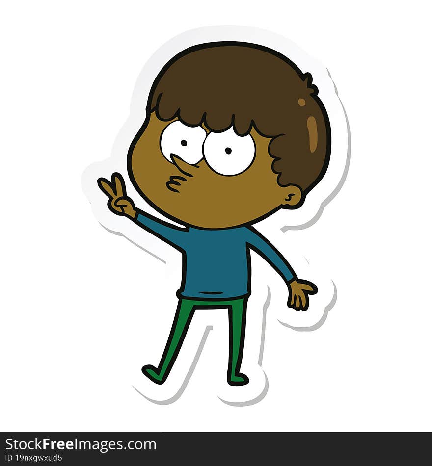 sticker of a cartoon curious boy dancing