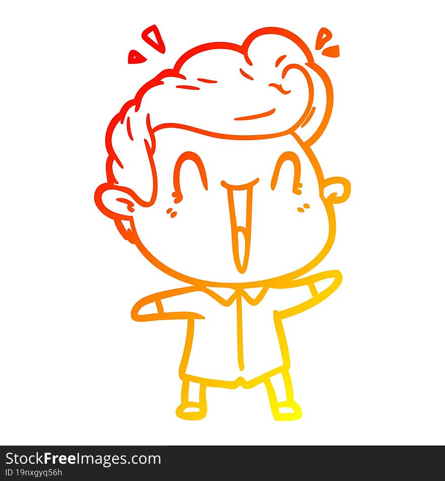 warm gradient line drawing cartoon excited man