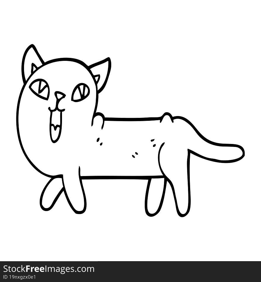 Line Drawing Cartoon Funny Cat