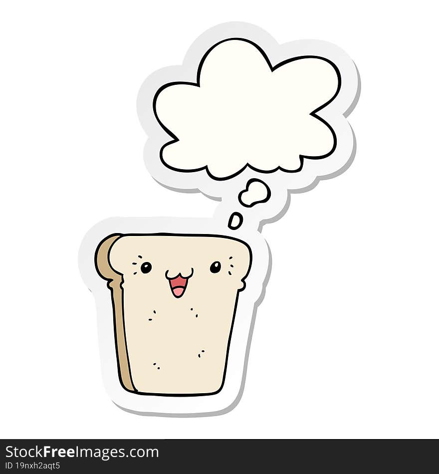 cartoon slice of bread and thought bubble as a printed sticker